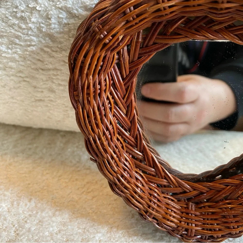 Vintage Small Wicker Heart Mirror - Wicker Accent Mirror